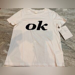 NWT H&M White Black Logo OK SPARKLE STONES Graphic Tee Shirt Minimalist Small